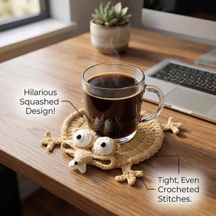 Handmade Crochet 3D Animal Coaster, Cute Knitted Mug Rug Round Drink Mat