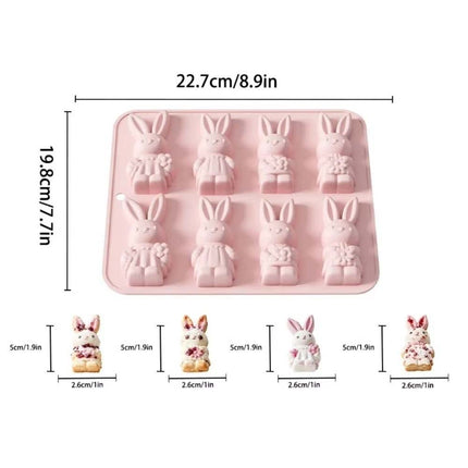 8-Grid Easter Bunny Baking Molds, Food Grade Baking Tools for Cakes