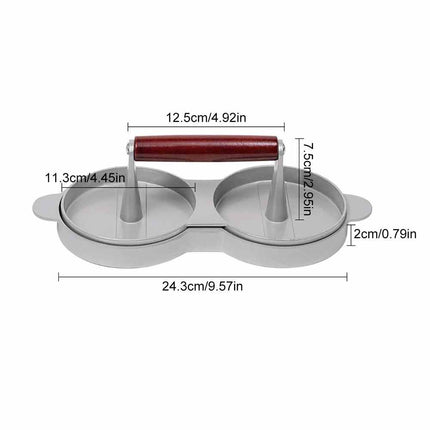 Double Burger Press Hamburger Maker Non-Stick Aluminium Beef Patty BBQ