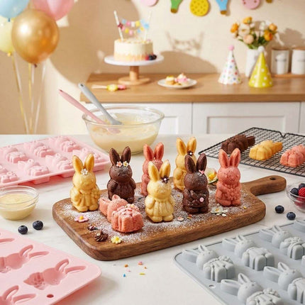 8-Grid Easter Bunny Baking Molds, Food Grade Baking Tools for Cakes