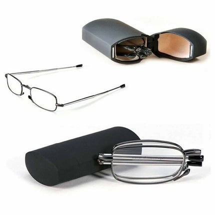 Men's Folding Reading Glasses +1.5/+2.0 with Black Frame & Carry Case