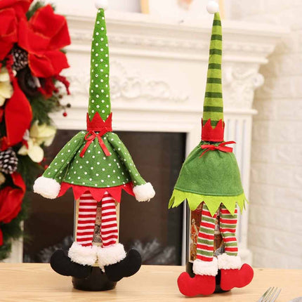 4Pcs Christmas Santa Hat Bottle Toppers Wine Bottle Cover Xmas Table Decor
