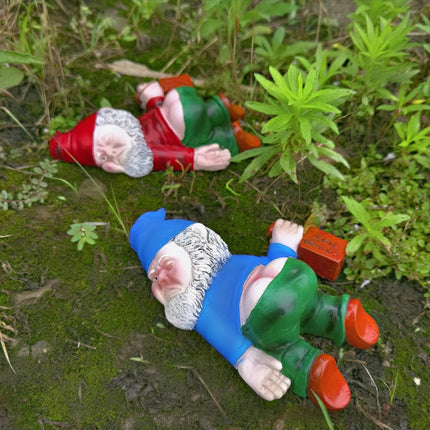 Funny Drunk Dwarf Garden Gnome Statue Rude Passed Out Patio Ornament