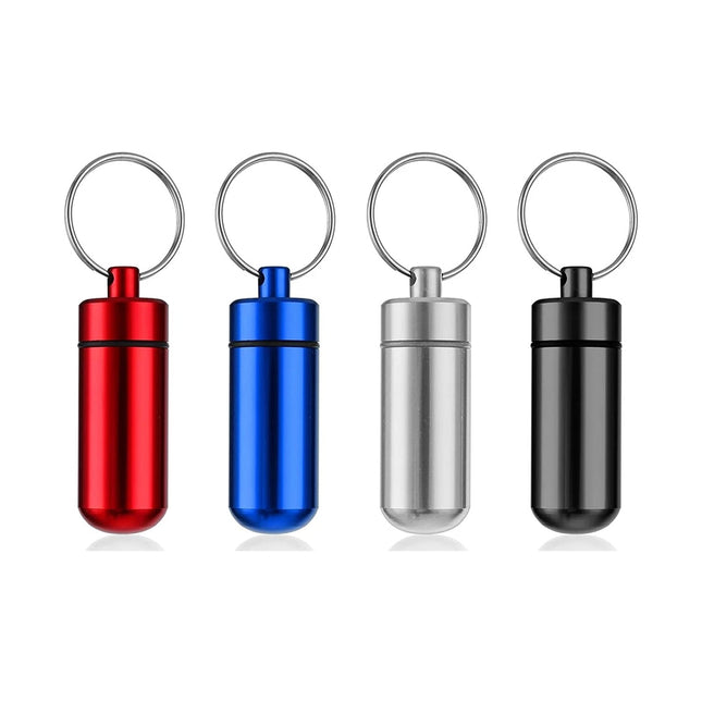 4-Pack Keychain Pill Holder, Portable Random Color Pill Container Keyring