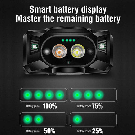 Smart Sensor LED Head Torch Rechargeable Headlamp Fishing Camping Light