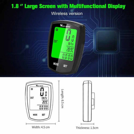 Wireless Cycling Bike Bicycle LCD Speedometer Computer Odometer Waterproof
