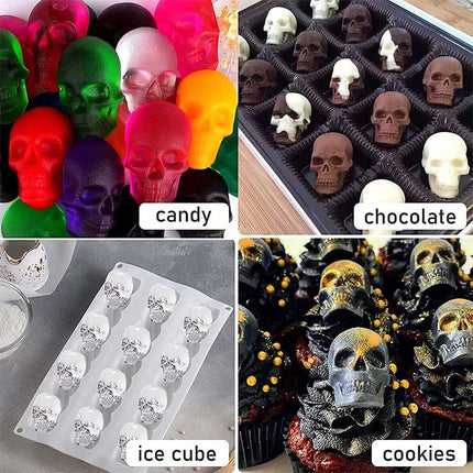 40 Cavity Silicone Halloween Skull Gummy Candy Jelly Mold Ice Tray
