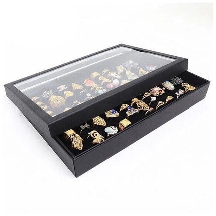 100-Slot Jewelry Ring Earring Storage Box Display Organizer Tray, No Rings