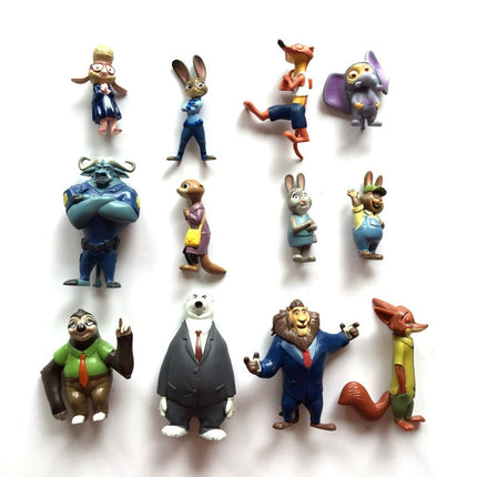 12pcs Zootopia Zootropolis Judy Hopps Nick Wilde Mr Big Mini Doll PVC Figures Set