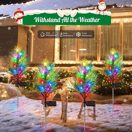 2 Pack Solar Christmas Tree Stake Lights Outdoor Waterproof Multi-Color