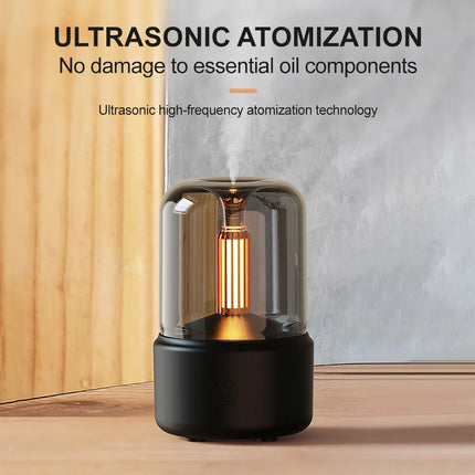 Vintage Black USB Plug-In Candlelight Aroma Diffuser Humidifier 120ml