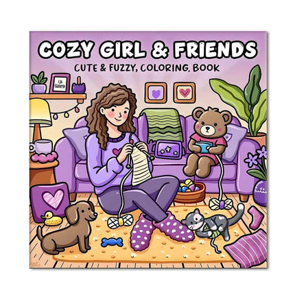 Cozy Girl & Friends Adult Coloring Book – Bold & Easy Patterns for Stress Relief
