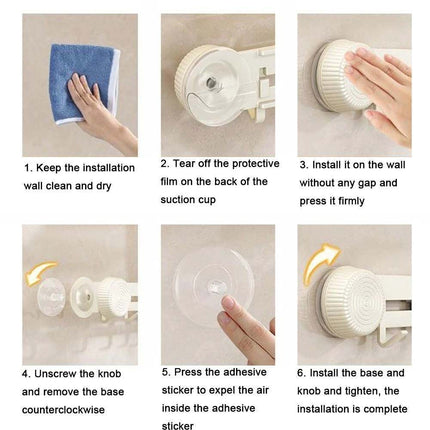 9 Hooks Suction Wall Mounted Coat Hooks, Bathroom Kitchen Utensil Rack