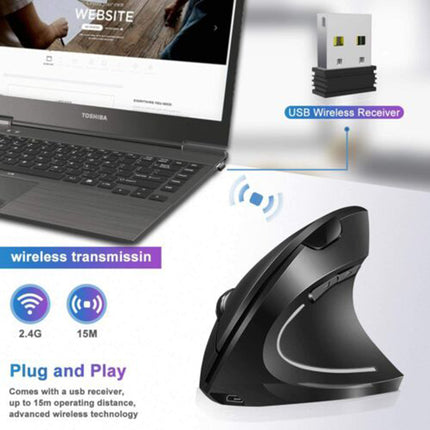 Rechargeable Vertical 1600DPI 2.4GHz Wireless Mouse Right Hand