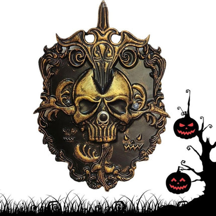 Halloween Iron Skull Doorbell, Spooky Animated Haunted Prop Decor