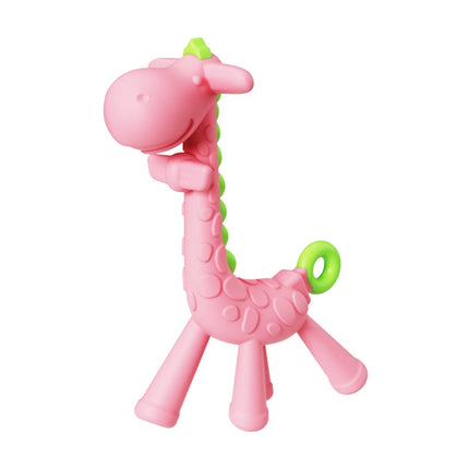 3-Pack Giraffe Silicone Teething Toothbrush, BPA-Free Chew Toy