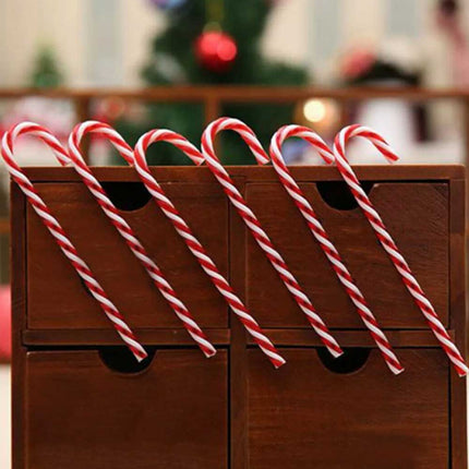 6Pcs Plastic Candy Cane Christmas Hanging Tree Ornaments Decor
