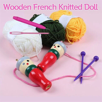 Wooden Spool Knitting Doll French Knitter 2-Pc Kit for Beginner