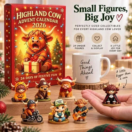 2026 Highland Cow 3D Silicone Advent Calendar, 24 Days Countdown Gift