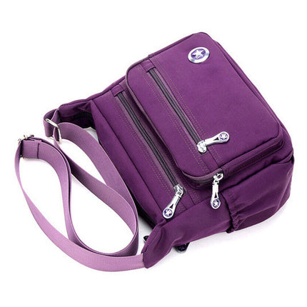 Canvas Messenger Bag Women Multi Pockets Cross Body Shoulder Handbag
