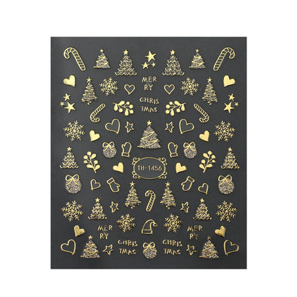 2X Christmas Gold Nail Art Stickers Self Adhesive Decals Manicure Decor
