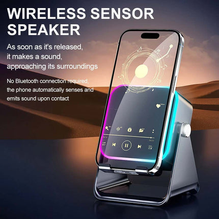 Mini Induction Speaker with Phone Stand 5 in 1 Wireless Bluetooth Audio