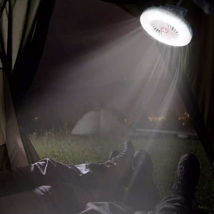 Portable Solar Fan 1200mAh Rechargeable Camping LED Lantern Light Tent