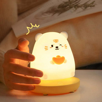 LED Animal Night Light Silicone Rechargeable Bedside Lamp for Gift