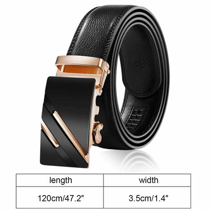 Fashion Men's Leather Ratchet Belt Automatic Buckle Waistband 120cm