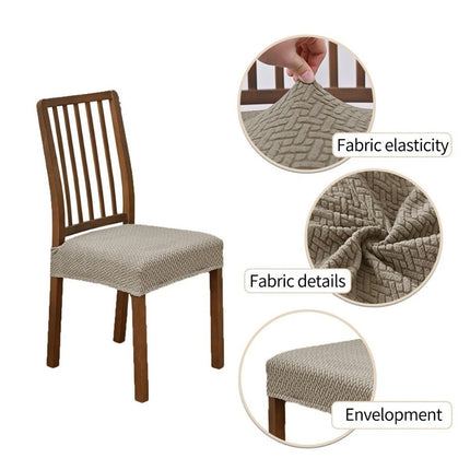 Stretch Dining Chair Seat Covers Jacquard Washable Removable Slipcover