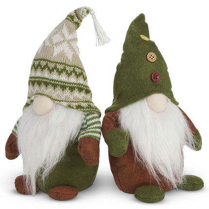 Christmas Gonks Set of 2, Fluffy Bearded Festive Gnome Table Decor