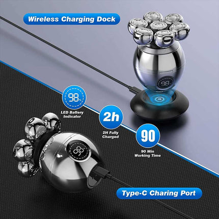 7 Head Electric Shaver Men Bald Beard Hair Skull Trimmer Remover Razor