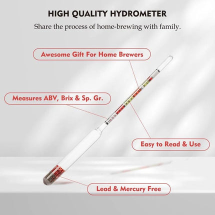 Home Brew Wine Hydrometer Set – Triple Scale Alcohol Tester & Test Jar