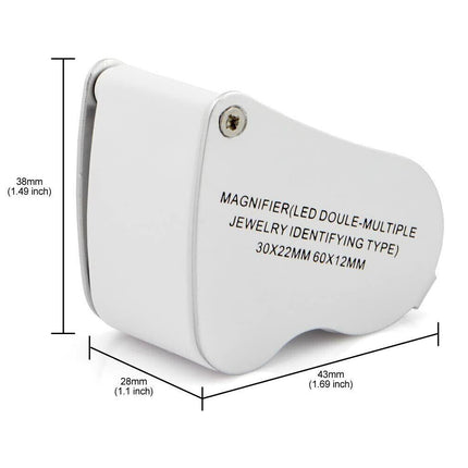 LED 30X 60X Jewelers Loupe Magnifier Magnifying Glass