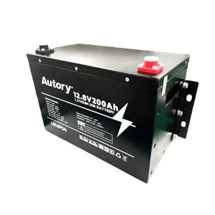 Autory 12.8V 200Ah High-Capacity LiFePO4 Battery - RV Metal Case Mount Bracket