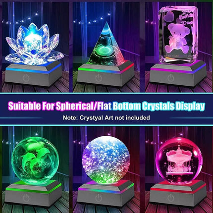 3D LED Light Base Display Stand Square Round for Crystal Art Glass