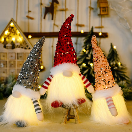 Christmas Gnome Santa Light with Bling Hat Xmas Party Home Table Decor