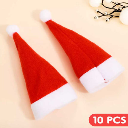 10PCS Red Hat Santa Cutlery Bags Xmas Knife Fork Holder Decoration