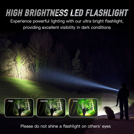 Brillar 35cm Aluminium Torch Flashlight – Black Self Defence Light