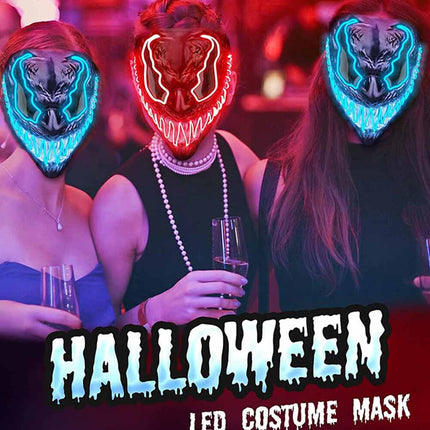Halloween Venom Mask LED Light Up Neon Mask Scary Costume Cosplay