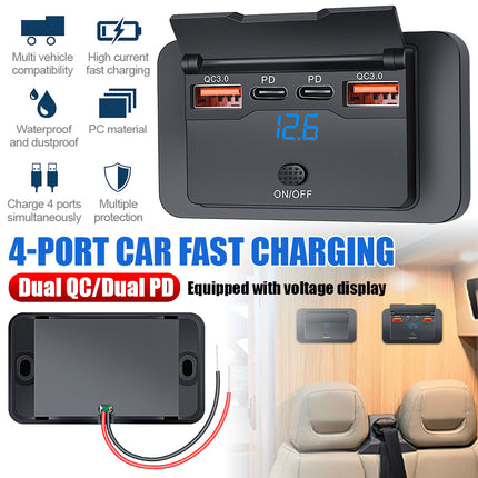 DC 12V-24V PD USB-C Fast Car Charger Socket Power Outlet Panel