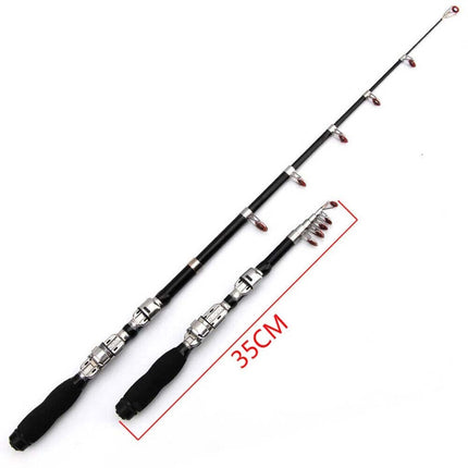 Portable Carbon Fiber Telescopic Fishing Rod Travel Spinning Pole Sea Fresh