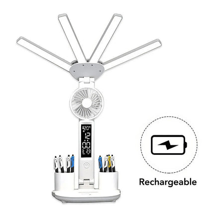 4-in-1 LED Desk Lamp with Fan, Dimmable Reading Light & Night Lamp