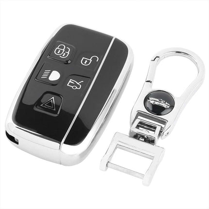For Land Rover Range Rover Sport Evoque Jaguar Key Fob Cover, Protective Silicone/Leather Shell Case with Keyring