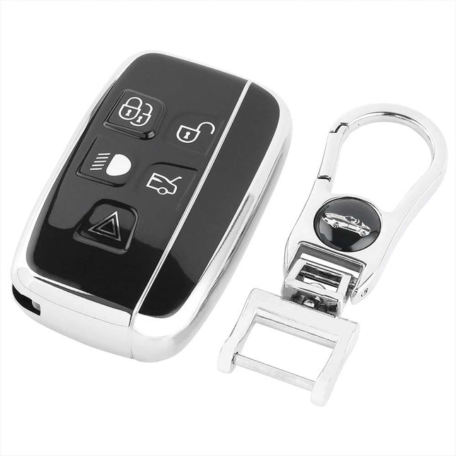 For Land Rover Range Rover Sport Evoque Jaguar Key Fob Cover, Protective Silicone/Leather Shell Case with Keyring