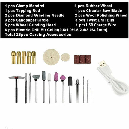 Mini Electric Rotary Tool Grinder Pen USB Cordless Engraving Drill Kit