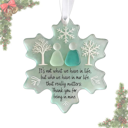 Snowflake Sea Glass Friendship Christmas Tree Hanging Ornament Decor