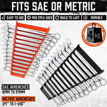 2Pcs Magnetic Spanner Rack, 24 Piece Wrench Holder Tool Storage Organiser