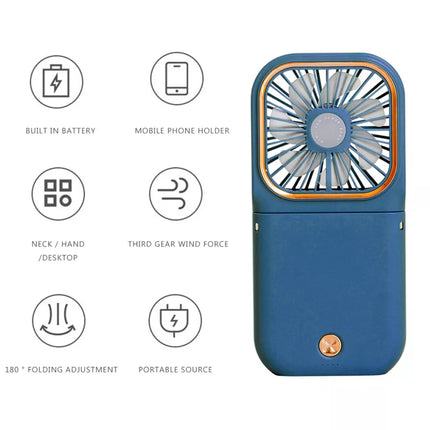 Portable Neck & Handheld Fan, USB Rechargeable Folding Cooling Fan