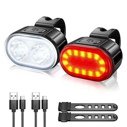 2PCS Super Bright Bicycle LED Light Set Front Rear Waterproof Bike Lamp